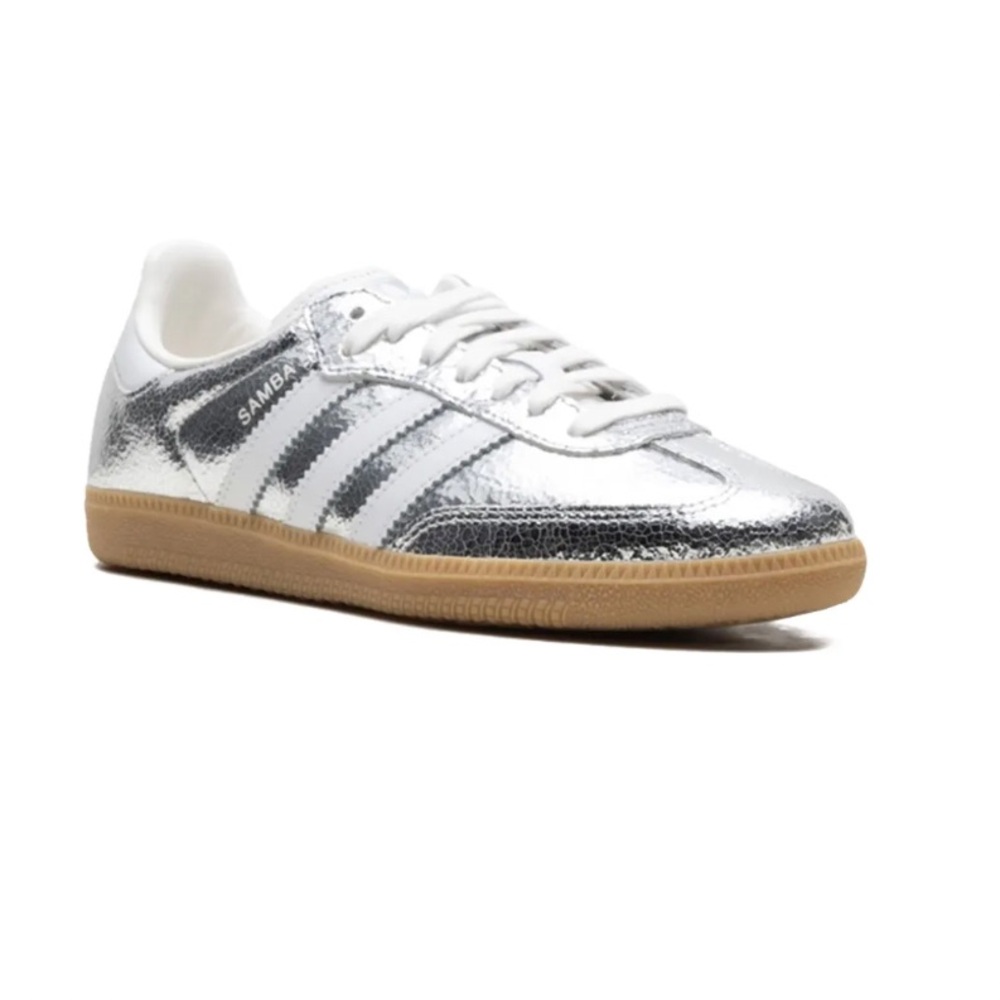 Adidas Samba Metallic Silver and White Shoes